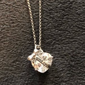 Silver heart bow necklace